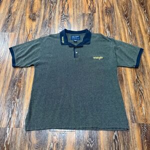 Wrangler Men's XL Vintage Logo‎ Navy Polo - Yellow Accents VTG Y2K